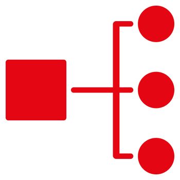 Diagram icon from Commerce Set. Glyph style is flat symbol, red color, rounded angles, white background.