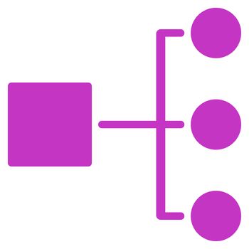 Diagram icon from Commerce Set. Glyph style is flat symbol, violet color, rounded angles, white background.