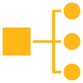 Diagram icon from Commerce Set. Glyph style is flat symbol, yellow color, rounded angles, white background.