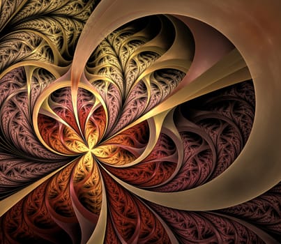 autumn curles, fractal. Computer generated fractal artwork for design.