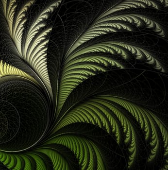 leaf of fern, fractal. Computer generated fractal artwork for design.