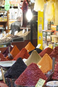 Istanbul city turkey market spice pile detail with price