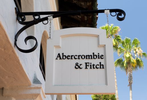 SANTA BARBARA, CA/USA - JULY 26, 2015: Abercrombie & Fitch store and sign. Abercrombie & Fitch is an upscale American retailer that focuses on casual wear for young consumers.