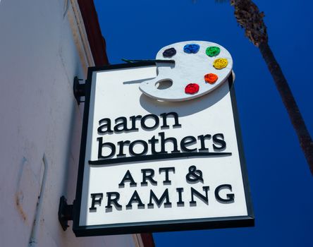 SANTA BARBARA, CA/USA - JULY 26, 2015: Aaron Brothers store and sign. Aaron Brothers is an art supply store chain in the United States.