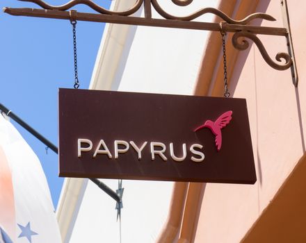 SANTA BARBARA, CA/USA - JULY 26, 2015: Papyrus store and sign. Papyrus is a chain stationery store in the United States.