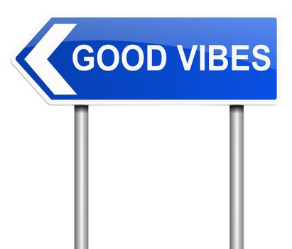 Illustration depicting a sign with a good vibes concept.