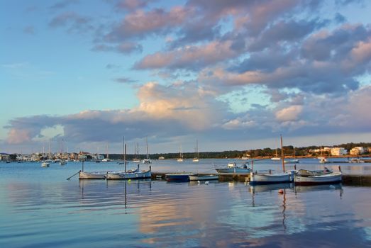 Porto Colom bay at dawn in Majorca (Balearic Islands)