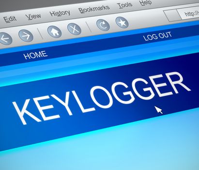 Illustration depicting a computer screen capture with a keylogger concept.