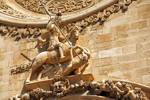 Saint George statue in a church of Majorca (Spain) (Plaça de Sant Francesc)