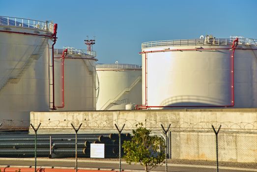 Big tanks in a fuel storage facility