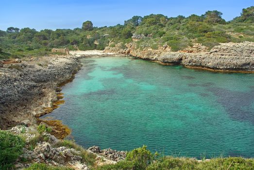 Cala Brafi virgin beach in the south of the island of Majorca (Spain)