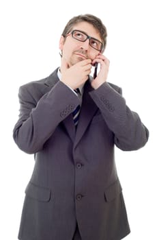 young business man on the phone, isolated