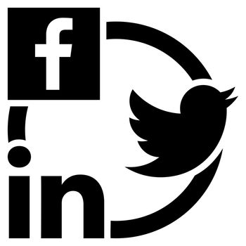 Social Networks Icon. This flat glyph symbol uses black color, and isolated on a white background.