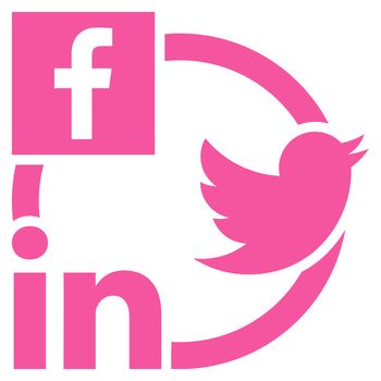 Social Networks Icon. This flat glyph symbol uses pink color, and isolated on a white background.