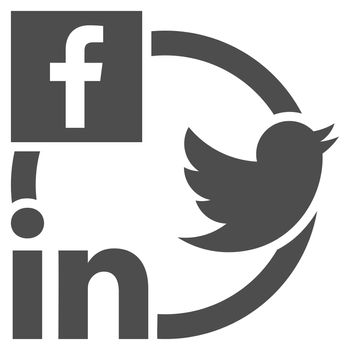 Social Networks Icon. This flat glyph symbol uses gray color, and isolated on a white background.