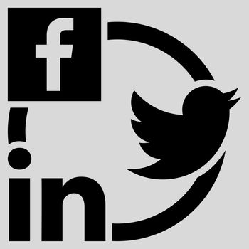 Social Networks Icon. This flat glyph symbol uses black color, and isolated on a light gray background.