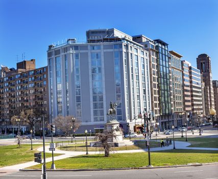 Thomas Circle.  Location of General Thomas Memorial Civil War Statue Washington DC.  Bronze statue dedicated in 1879; sculptor is John Quincy Adams Ward.  Key location in Washington DC.