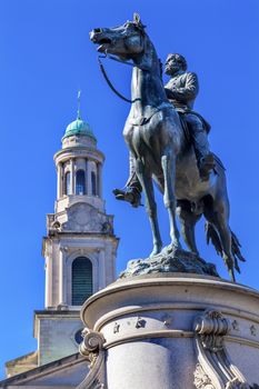 Major General George Henry Thomas Memorial Civil War Statue  National City Christian Church Thomas Circle Washington DC.  Bronze statue dedicated in 1879; sculptor is John Quincy Adams Ward.  Public monument owned by the National Park Service. Statue depicts Thomas riding his horse.  Thomas was a famous Union General, known as the Rock of Chickamunga.