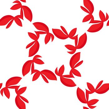 Seamless pattern of red leaves as over white