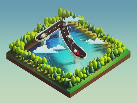 Isometric island transportation, road is number seven