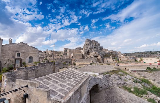 Ancient town of Matera (Sassi di Matera) on a beautiful summer day, Basilicata, southern Italy.