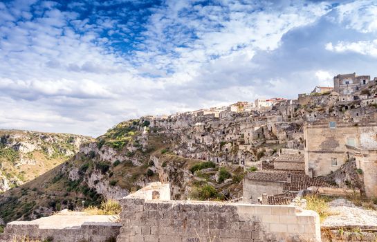 Ancient town of Matera (Sassi di Matera), European Capital of Culture 2019, in beautiful golden morning light, Basilicata, southern Italy.