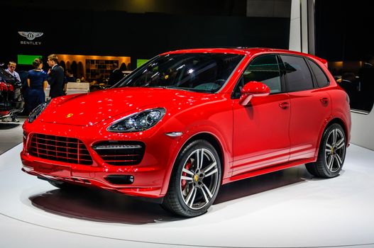 MOSCOW, RUSSIA - AUG 2012: PORSCHE CAYENNE GTS 2 GENERATION presented as world premiere at the 16th MIAS (Moscow International Automobile Salon) on August 30, 2012 in Moscow, Russia