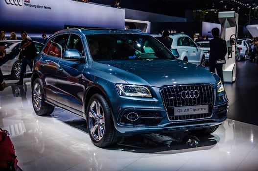 MOSCOW, RUSSIA - AUG 2012: AUDI Q5 2.0 T QUATTRO presented as world premiere at the 16th MIAS (Moscow International Automobile Salon) on August 30, 2012 in Moscow, Russia