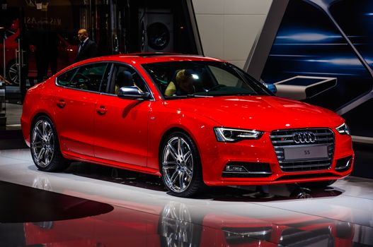 MOSCOW, RUSSIA - AUG 2012: AUDI S5 SPORTBACK presented as world premiere at the 16th MIAS (Moscow International Automobile Salon) on August 30, 2012 in Moscow, Russia