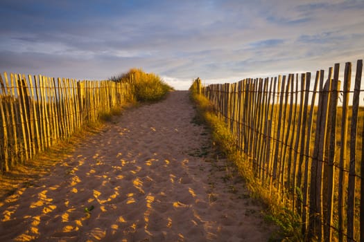 On a sandy beach in the department Morbihan in Brittany