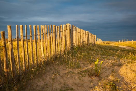 On a sandy beach in the department Morbihan in Brittany