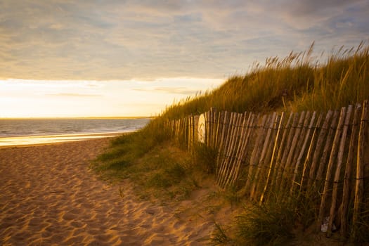 On a sandy beach in the department Morbihan in Brittany