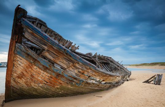 Shipwreck cemetery at the river Etel in Brittany