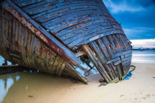 Shipwreck cemetery at the river Etel in Brittany