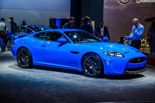 MOSCOW, RUSSIA - AUG 2012: JAGUAR XKR-S 3RD GENERATION presented as world premiere at the 16th MIAS (Moscow International Automobile Salon) on August 30, 2012 in Moscow, Russia