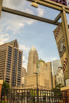 charlotte north carolina city skyline from bbt ballpark