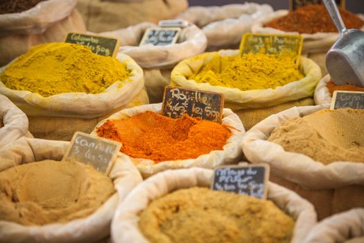 Spices on a market in Provence, France