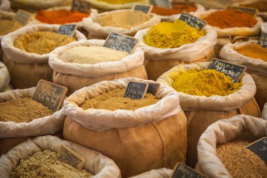 Spices on a market in Provence, France