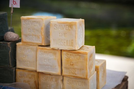 Soap from Marseille on a market in Provence