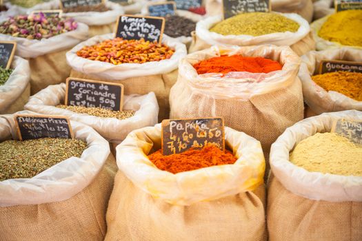 Spices on a market in Provence, France