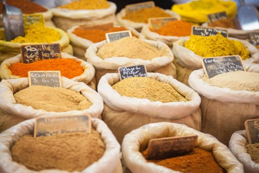 Spices on a market in Provence, France