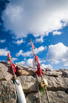 Fishing equipment and buoys in the harbor