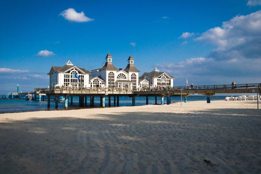 The pier of Sellin in Ruegen at blue sky