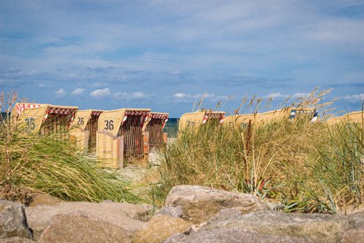 Beach chairs on the Baltic Sea beach