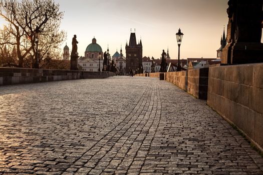 Charles Bridge in Prague in the morning light