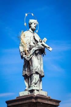 Charles Statue at Charles Bridge with Prague Castle