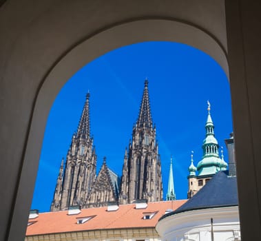 Facade of St. Veits Dome in Prague Castle