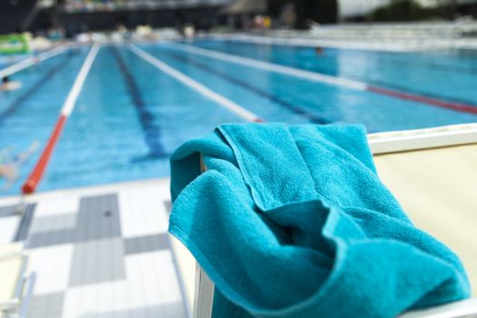 The swimming pool under beams of the sun is ready to competitions and rest