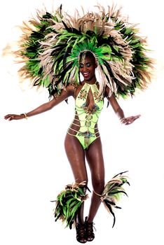 Image of a samba woman dancing isolated over white