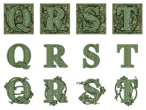 Photo-Illustration using parts of U.S. currency bills retouched and re-illustrated to create a new Money-themed alphabet. Eight total files can be downloaded to get a complete set.